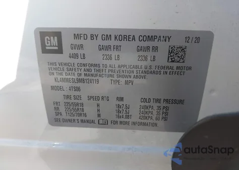 2021 Buick Encore Gx Awd Select from USA, damaged, VIN KL4MMESL9MB124119